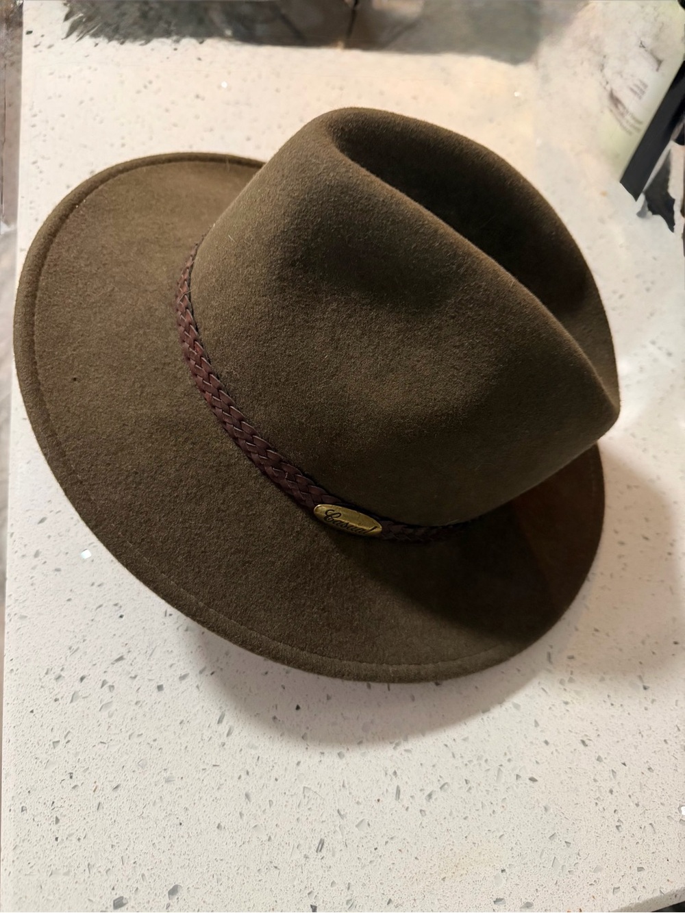 Men's Brown Laine Wool Fedora with Braided Band CRUSHABLE 57